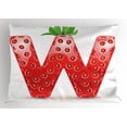 thumbnail image 1 of Ambesonne Letter W Pillow Sham, Capital W Strawberry, 26" X 20", Vermilion Green Orange, 1 of 2