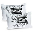 thumbnail image 1 of Ambesonne Letter Z Pillow Sham 2 Pack, Calligraphic Capital Z, 26"x20", Black Grey White, 1 of 3