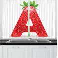 thumbnail image 1 of Ambesonne Letter a Kitchen Curtains, Fun Strawberry Theme, 55"x45", Vermilion Green Orange, 1 of 3