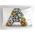 thumbnail image 1 of Ambesonne Letter a Pillow Sham, Sports Balls Stacked, 36" X 20", Multicolor, 1 of 2