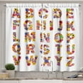 thumbnail image 1 of Ambesonne Letters Kitchen Curtains, Colorful Flora Alphabet, 55"x39", Multicolor, 1 of 2