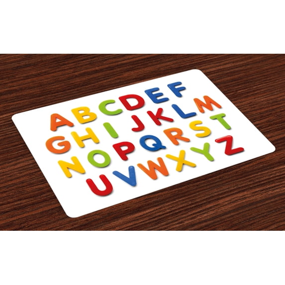 Ambesonne Letters Place Mats Set of 4, Multicolor, Standard Size, Multicolor