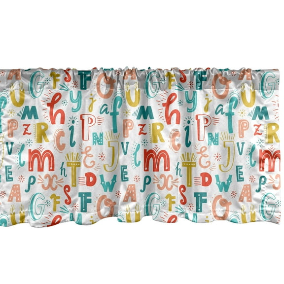 Ambesonne Letters Window Valance, Colorful Alphabet Character, 54" X 12", Multicolor