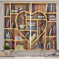 thumbnail image 1 of Ambesonne Library Kitchen Curtains, Love Reading Books Heart, 55"x39", Multicolor, 1 of 2