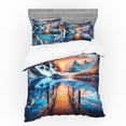 thumbnail image 1 of Ambesonne Life is Better at the Lake Bedding Set 4 Pcs, Sunset, King, Orange Azure Blue, 1 of 2