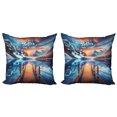 thumbnail image 1 of Ambesonne Life is Better at the Lake Throw Pillow Cover 2 Pack, Sunset, 24", Orange Azure Blue, 1 of 1
