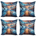 thumbnail image 1 of Ambesonne Life is Better at the Lake Throw Pillow Cover 4 Pack, Sunset, 20", Orange Azure Blue, 1 of 7