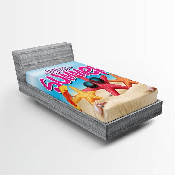 Ambesonne Lifestyle Fitted Sheet, Inspirational Beach, Twin Size, Multicolor