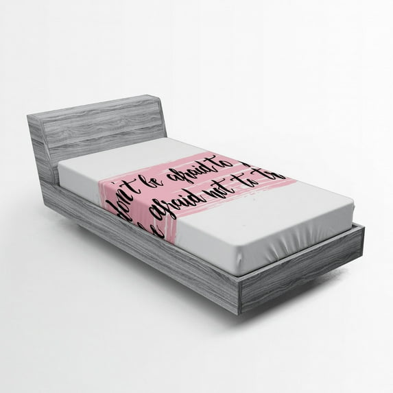 Ambesonne Lifestyle Fitted Sheet, Try Motivation Words, Twin Size, Pale Pink Black