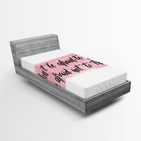 Ambesonne Lifestyle Fitted Sheet, Try Motivation Words, Twin XL Size, Pale Pink Black