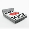 thumbnail image 1 of Ambesonne Lifestyle Fitted Sheet, Vintage Bon Jour Words, Full Size, Black Red, 1 of 2