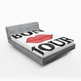 thumbnail image 1 of Ambesonne Lifestyle Fitted Sheet, Vintage Bon Jour Words, Queen Size, Black Red, 1 of 2