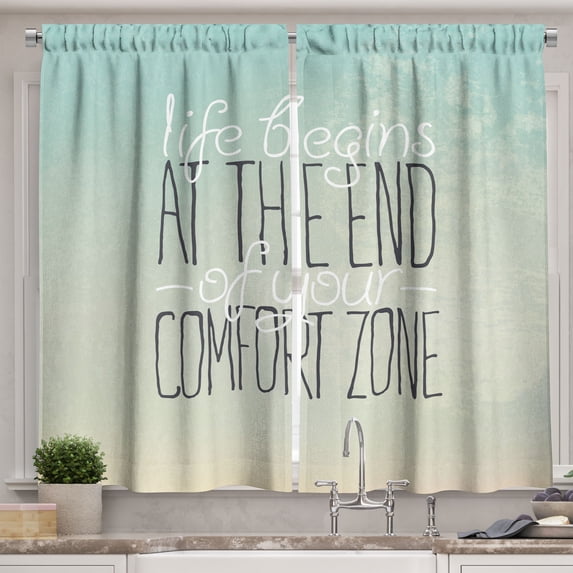 Ambesonne Lifestyle Kitchen Curtains, Life Words, 55"x39", Multicolor