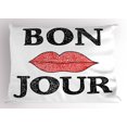 thumbnail image 1 of Ambesonne Lifestyle Pillow Sham, Vintage Bon Jour Words, 26" X 20", Black Red, 1 of 2