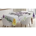 thumbnail image 1 of Ambesonne Lifestyle Tablecloth Rectangular Table Cover, Floral Violets Bloom, 52"x70", Purple and Yellow, 1 of 4