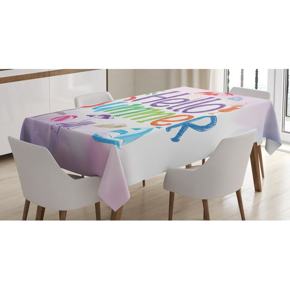 Ambesonne Lifestyle Tablecloth Rectangular Table Cover, Summer, 52"x70", Lilac