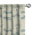 thumbnail image 1 of Ambesonne Lighthouse Window Curtains, Summertime Lines Print, Each 28" W x 63" L, Dark Blue Beige, 1 of 5