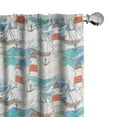 thumbnail image 1 of Ambesonne Lighthouse Curtains, Nautical Whale Boats, Pair of 28"x84", Multicolor, 1 of 5
