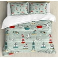 thumbnail image 1 of Ambesonne Lighthouse Duvet Cover Sets, Message Bottle Gulls, 2-King, Multicolor, 1 of 7
