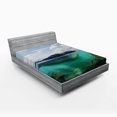 thumbnail image 1 of Ambesonne Lighthouse Fitted Sheet, Misty Atlantic Ocean, Queen Size, Blue Grey White, 1 of 3