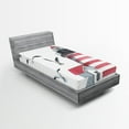 thumbnail image 1 of Ambesonne Lighthouse Fitted Sheet, Seagulls Beach Sea, Twin XL Size, Red Grey White, 1 of 3