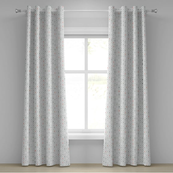 Ambesonne Lighthouse Grommet Curtain, Checkered Marine Items, 50" x 84", Dark Blue Red White