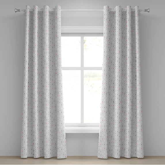 Ambesonne Lighthouse Grommet Curtain, Checkered Marine Items, 50" x 96", Dark Blue Red White