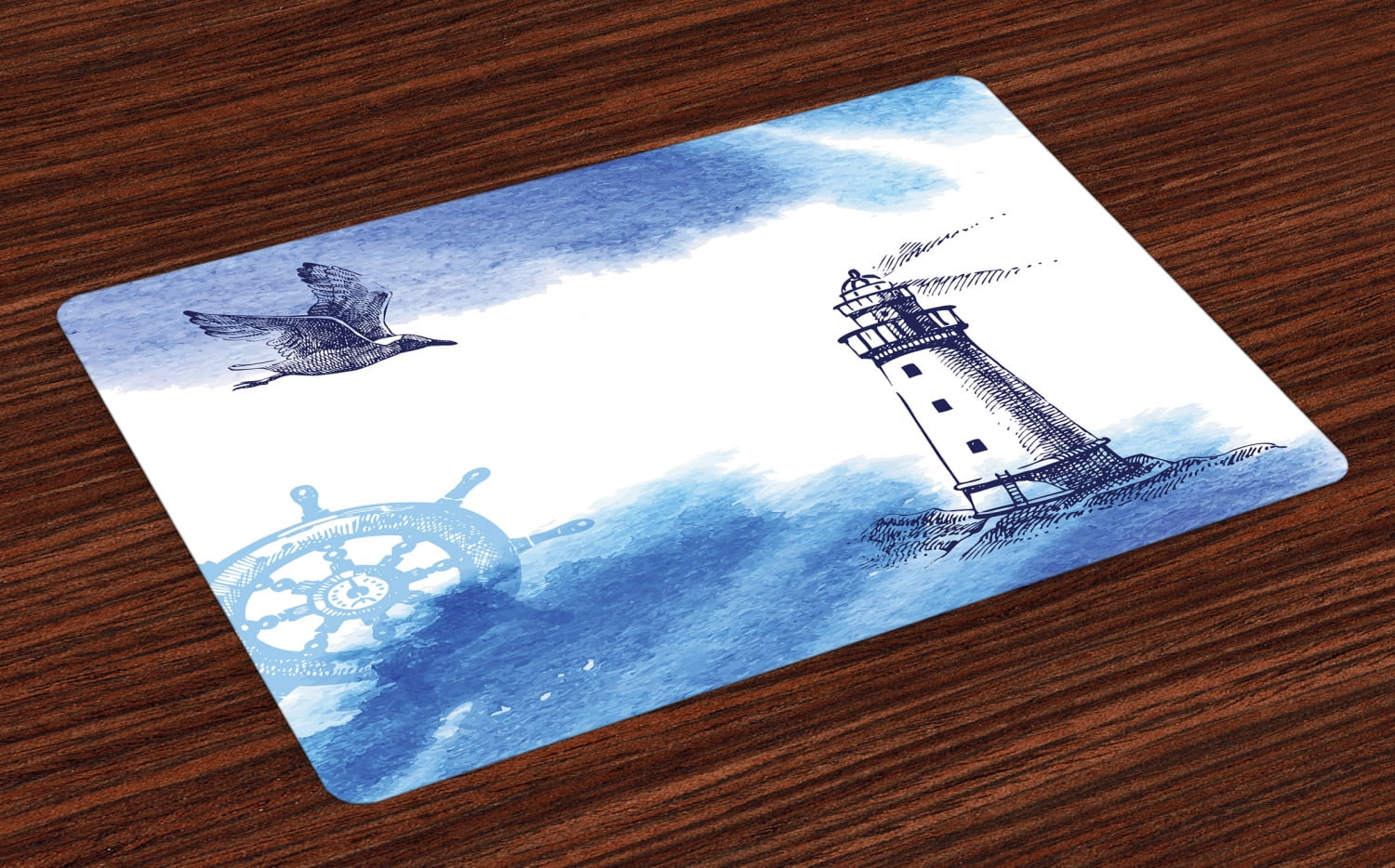Ambesonne Lighthouse Place Mats Set of 4, Handdrawn Art Anchor ...