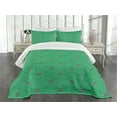 thumbnail image 1 of Ambesonne Lighthouse Quilted Bedspread Set 3 Pcs, Abstract Wavy Stripe, Queen Size, Green Black White, 1 of 5