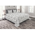 thumbnail image 1 of Ambesonne Lighthouse Quilted Bedspread Set 3 Pcs, Doodle Nautical Wave, King Size, Black White, 1 of 5