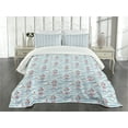 thumbnail image 1 of Ambesonne Lighthouse Quilted Bedspread Set 3 Pcs, Ocean Themed Ship, King Size, Pale Blue Purple Red, 1 of 5