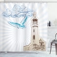 thumbnail image 1 of Ambesonne Lighthouse Shower Curtain, Blue Pop Art Style, 69"Wx84"L, Brown Cream Blue, 1 of 5
