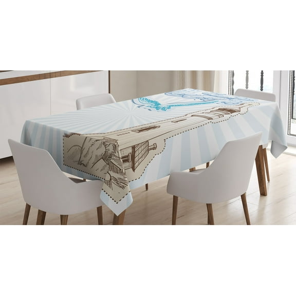 Ambesonne Lighthouse Tablecloth Rectangular Table Cover, Blue Pop Art Style, 60"x90", Brown Cream Blue