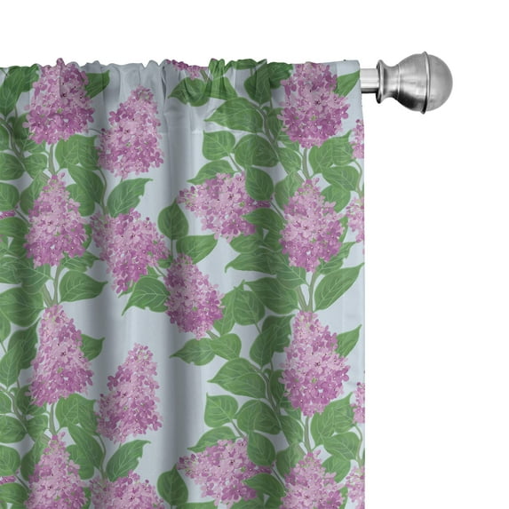 Ambesonne Lilac Curtains, Bouquets of Fresh Flowers, Pair of 28"x63", Pale Blue Lilac