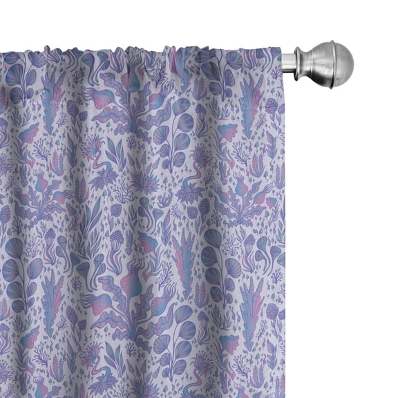 Ambesonne Lilac Curtains, Groovy and Trippy Garden Art, Pair of 28"x63", Pink Purple and Turquoise