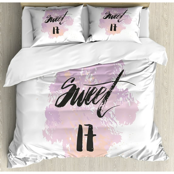 Ambesonne Lilac Duvet Cover Sets, Grunge 17, 2-King, Lilac and Black