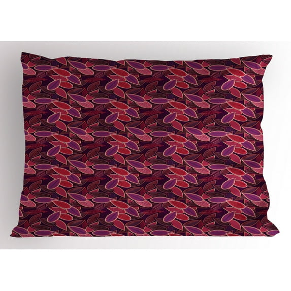 Ambesonne Lilac Pillow Sham, Abstract Leaves Foliage, 36" X 20", Multicolor