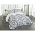 thumbnail image 1 of Ambesonne Lilac Quilted Bedspread Set 3 Pcs, Soulful Spring in Country, Queen Size, Multicolor, 1 of 5