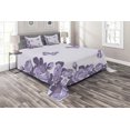 thumbnail image 1 of Ambesonne Lilac Quilted Coverlet 3 Pcs, Bridal Roses Butterflies, Queen Size, Lilac and Violet, 1 of 4