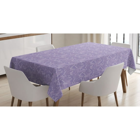 Ambesonne Lilac Tablecloth Rectangular Table Cover, Romantic Syringa Garden, 52"x70", Lilac