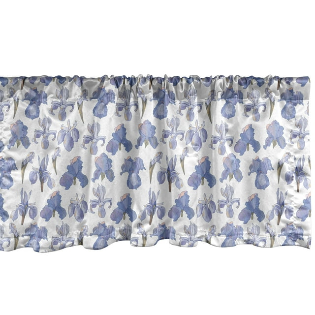 Ambesonne Lilac Valance Pack of 2, Watercolor Continuous Irises, 42"X12", Cocoa Lavender Blue and Peach