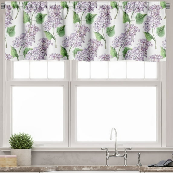 Ambesonne Lilac Valance Pack of 2, Watercolor Herbal Bunch, 42"X12", Lilac and Green