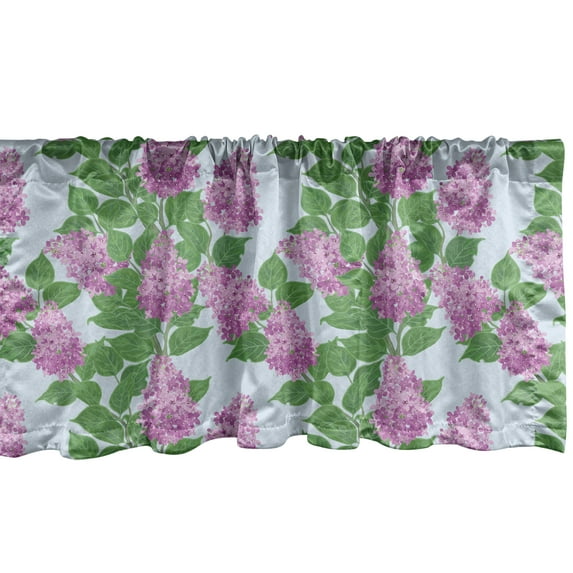 Ambesonne Lilac Window Valance, Bouquets of Fresh Flowers, 54" X 12", Pale Blue Lilac