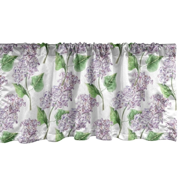 Ambesonne Lilac Window Valance, Watercolor Herbal Bunch, 54" X 12", Lilac and Green