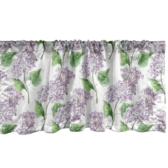 Ambesonne Lilac Window Valance, Watercolor Herbal Bunch, 54" X 18", Lilac and Green