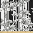 thumbnail image 1 of Ambesonne Lily Floral Fabric by the Yard Upholstery, Japan Flowers Outline, 10 Yards, Charcoal Grey White, 1 of 1