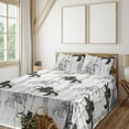 thumbnail image 1 of Ambesonne Lily Floral Fitted & Flat Sheet with Sham 3 Pcs Set, Outline Floral Pattern, Twin XL, Coconut Charcoal Grey, 1 of 1