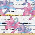 thumbnail image 1 of Ambesonne Lily Pattern Fabric by the Yard Upholstery, Botany Floral Boho Art, 5 Yards, Hot Pink Pale Azure Blue, 1 of 5