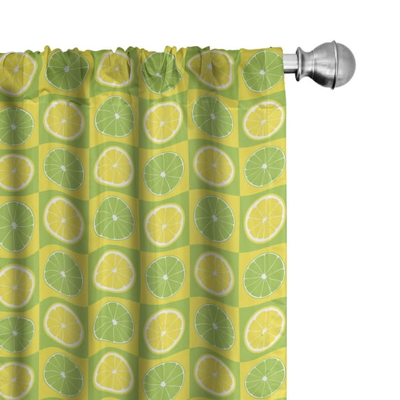 Ambesonne Lime Green Window Curtains, Lemon Lime Pop Art, Each 28" W x 84" L, Yellow Lime Green