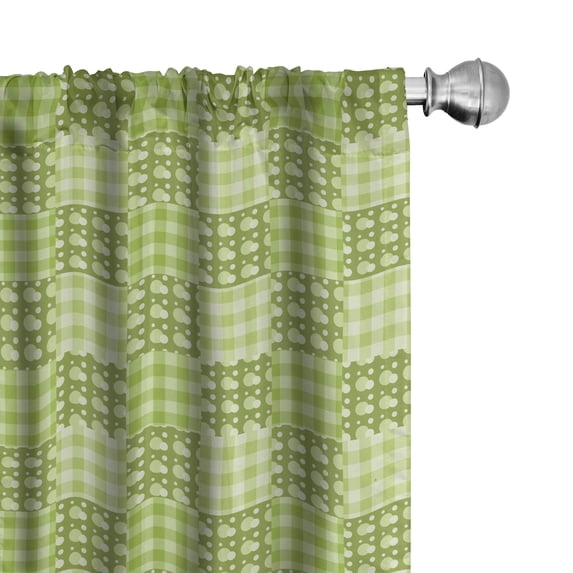 Ambesonne Lime Green Window Curtains, Patchwork Simple Art, Each 28" W x 63" L, Pale Green Lime